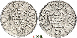 Денарий, Германия, Бавария, Heinrich II (1002-1024), м.д. Regensburg, монетарий ICCI., Hahn 1976, 27h2