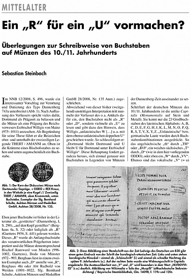 Steinbach S. Ein „R“ für ein „U“ vormachen? Überlegungen zur Schreibweise von Buchstaben auf Münzen des 10./11. Jahrhunderts