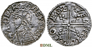 Денарий, Англия, Æthelred II (978-1016), м.д. Exeter, монетарий Ælfric, North 775