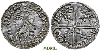 Денарий, Англия, Æthelred II (978-1016), м.д. Exeter, монетарий Ælfric, North 775
