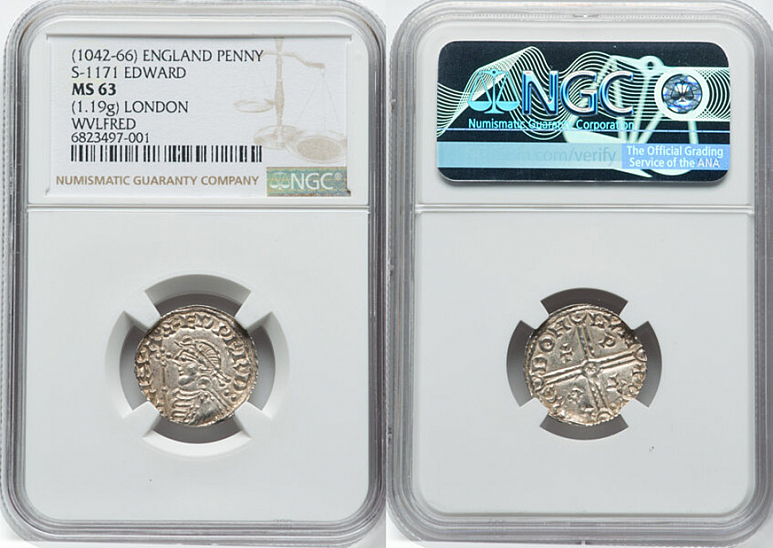 Денарий Англия, Edward III (1042-1066), м.д. London, монетарий Wulfred, North 