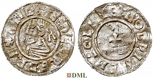 Денарий, Англия, Æthelred II (978-1016), м.д. Lincoln, монетарий Godwine, North 777