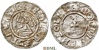 Денарий, Англия, Æthelred II (978-1016), м.д. Lincoln, монетарий Godwine, North 777