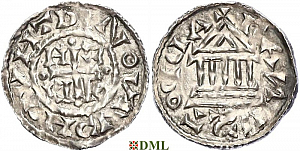 Денарий, Германия, Бавария, Heinrich III (1027-1039) и Konrad II (1024-1039), м.д. Regensburg, Hahn 1976, 35