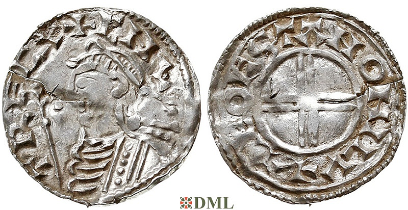 Денарий, Англия, Knut (1016-1035), м.д. London, монетарий Leofstan, North 790