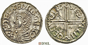 Денарий, Англия, Æthelred II (978-1016), м.д. Lincoln, монетарий Edelnod, North 774