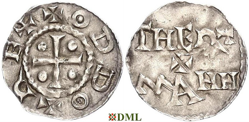Денарий, Германия, Саксония, Otto III (983-1002), м.д. Dortmund, Dbg. 743