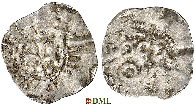 Денарий, Германия, Нижняя Лотарингия, Heinrich II (1014-1024), м.д. Koln, Dbg. 358
