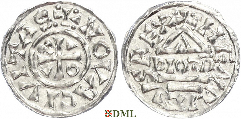 Денарий, Германия, Бавария, Heinrich II (1002-1024), м.д. Neuburg, монетарий DIOTP, Hahn 1976, 84a1