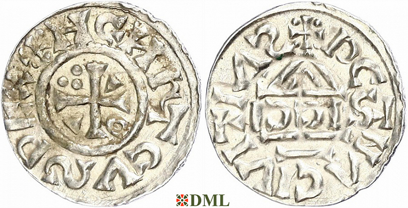 Денарий, Германия, Бавария, Heinrich II (1002-1024), м.д. Regensburg, монетарий SICCI, Hahn 1976, 27h1
