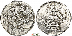 Денарий, Германия, Швабия, Ulrich I (1002-1026), м.д. Chur, Dbg. 984