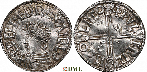 Денарий, Англия, Æthelred II (978-1016), м.д. Lincoln, монетарий Wulfric, North 774
