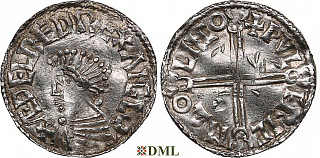 Денарий, Англия, Æthelred II (978-1016), м.д. Lincoln, монетарий Wulfric, North 774