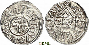 Денарий, Германия, Бавария, Heinrich II (1002-1024), м.д. Nabburg, монетарий ECIC, Hahn 1976, 74b1