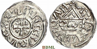 Денарий, Германия, Бавария, Heinrich II (1002-1024), м.д. Nabburg, монетарий ECIC, Hahn 1976, 74b1