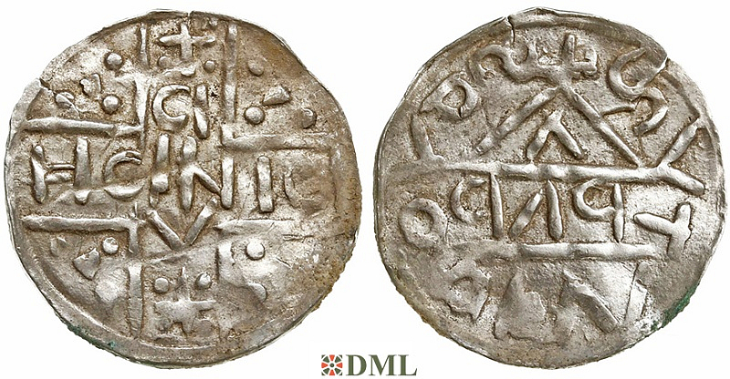Денарий, Германия, Бавария, Heinrich V (1018-1023), м.д. Salzburg, монетарий PΛP, Hahn 1976, 99e1.A