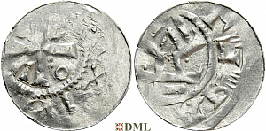 Денарий, Германия, Саксония, Нижняя Саксония , Otto III (983-1002), м.д. Goslar, type OAP
