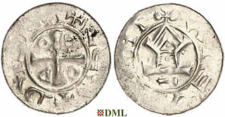 Денарий, Германия, Саксония, Otto III (983-1002), м.д. Goslar, type OAP