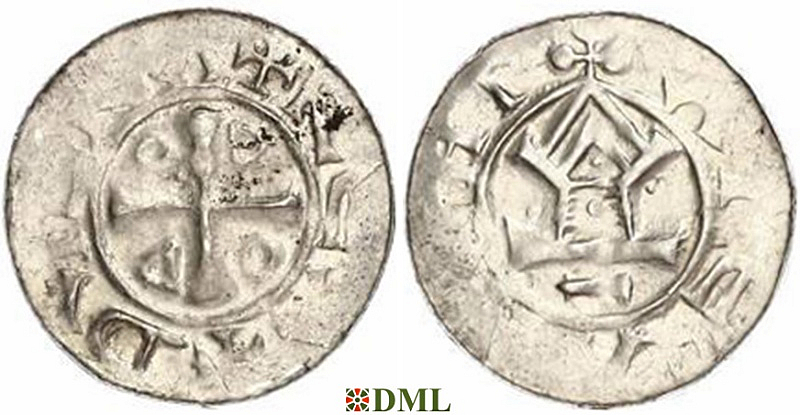Денарий, Германия, Саксония, Otto III (983-1002), м.д. Goslar, type OAP