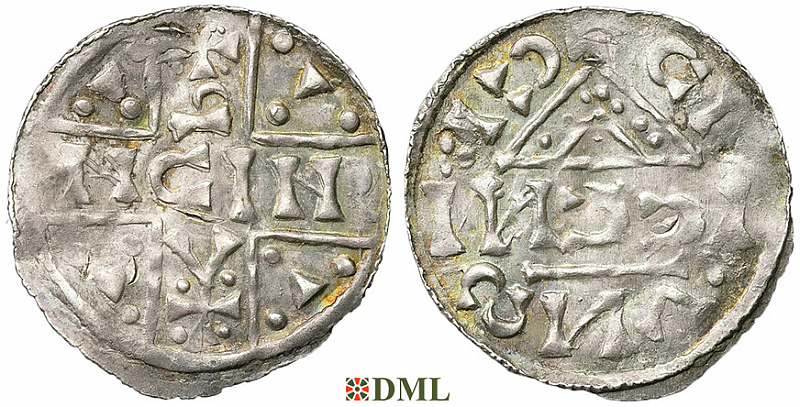 Денарий, Германия, Бавария, Heinrich V (1018-1023), м.д. Regensburg, монетарий -, Hahn 1976, -
