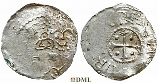 Денарий, Германия, Нижняя Лотарингия, Heinrich II (1002-1024), м.д. Koln, Dbg 1176