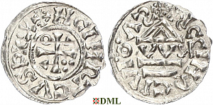 Денарий, Германия, Бавария, Heinrich II (1002-1024), м.д. Regensburg, монетарий OWИ, Hahn 1976, 27j1
