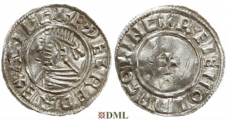Денарий, Англия, Æthelred II (978-1016), м.д. Lincoln, монетарий Ræinald, North 777