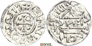 Денарий, Германия, Бавария, Heinrich IV (995-1002), м.д. Regensburg, монетарий EИC, Hahn 1976, 25c6