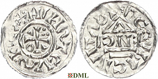 Денарий, Германия, Бавария, Heinrich II (1002-1024), м.д. Regensburg, монетарий ENCI, Hahn 1976, 27d2