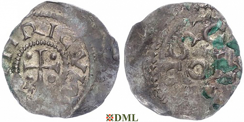 Денарий, Германия, Нижняя Лотарингия, Heinrich II (1002-1024), м.д. Koln, Dbg. 350