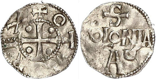 Денарий, Германия, Нижняя Лотарингия, Otto III (983-1002), м.д. Koln, Dbg. 331