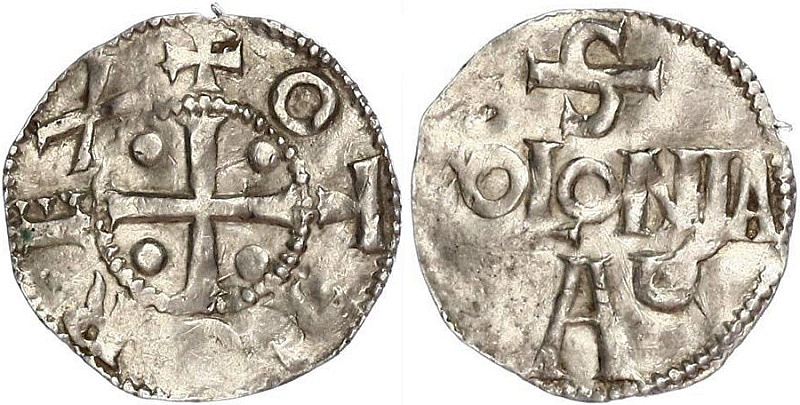 Денарий, Германия, Нижняя Лотарингия, Otto III (983-1002), м.д. Koln, Dbg. 331