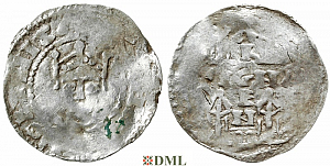 Денарий, Германия, Швабия, Heinrich II (1002-1024), м.д. Strassburg, Dbg. 920
