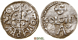 Денарий, Германия, Нижняя Лотарингия, Otto I (962-973) или Otto II (973-983), м.д. Koln, Dbg. 333