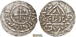Денарий, Германия, Бавария, Heinrich I (948-955), м.д. Regensburg, монетарий •EИC•, Hahn 1976, 10e4