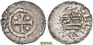 Денарий, Германия, Бавария, Heinrich I (948-955), м.д. Regensburg, монетарий RɅT, Hahn 1976, 10k2