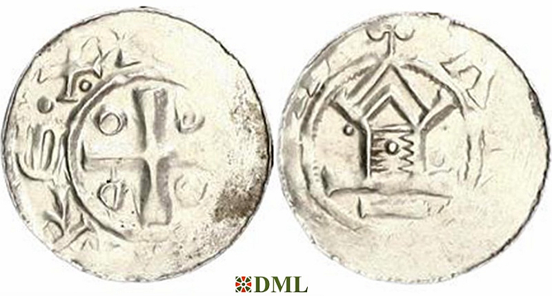 Денарий, Германия, Саксония, Otto III (983-1002), м.д. Goslar, type OAP