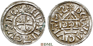 Денарий, Германия, Бавария, Heinrich II (1002-1024), м.д. Regensburg, монетарий SICCI, Hahn 1976, 27h1