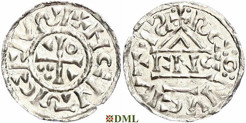 Денарий, Германия, Бавария, Heinrich II (1002-1024), м.д. Regensburg, монетарий ENCO, Hahn 1976, 27d8