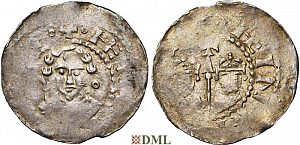 Денарий, Германия, Франкония, Heinrich I (1067-1073), м.д. Speyer, Dbg. 841