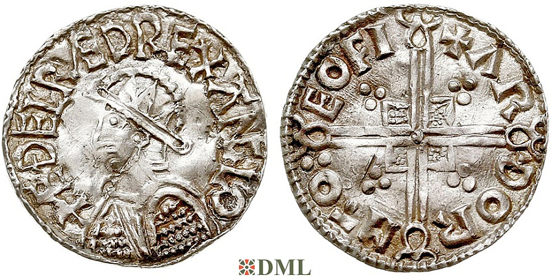 Денарий, Англия, Æthelred II (978-1016), м.д. York, монетарий Arnthor, North 775