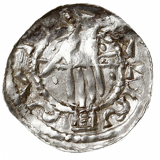 Денарий, Германия, Швабия, Heinrich II (1002-1024), м.д. Esslingen, Dbg. 951
