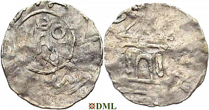 Денарий, Германия, Франкония, Bruno (1034-1045), м.д. Wurzburg, Dbg. 864