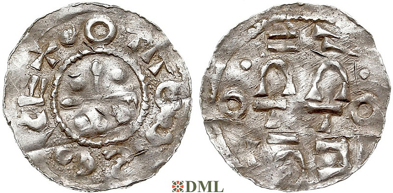 Денарий, Германия, Швабия, Otto I - Otto III (973-1002), м.д. Esslingen, Dbg. 1271