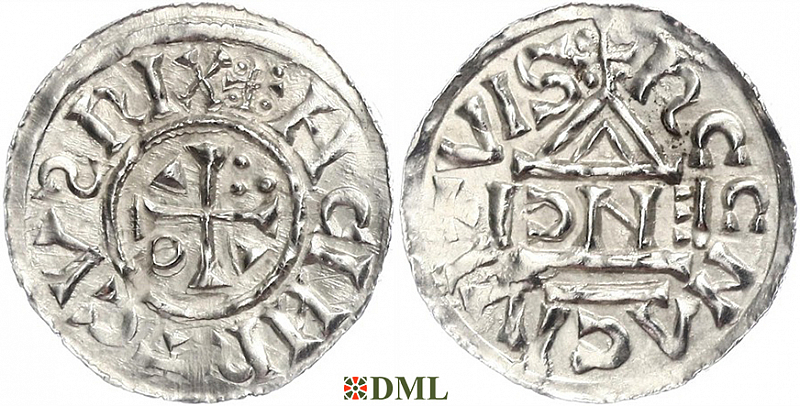 Денарий, Германия, Бавария, Heinrich II (1002-1024), м.д. Regensburg, монетарий EИCI, Hahn 1976, 27d4