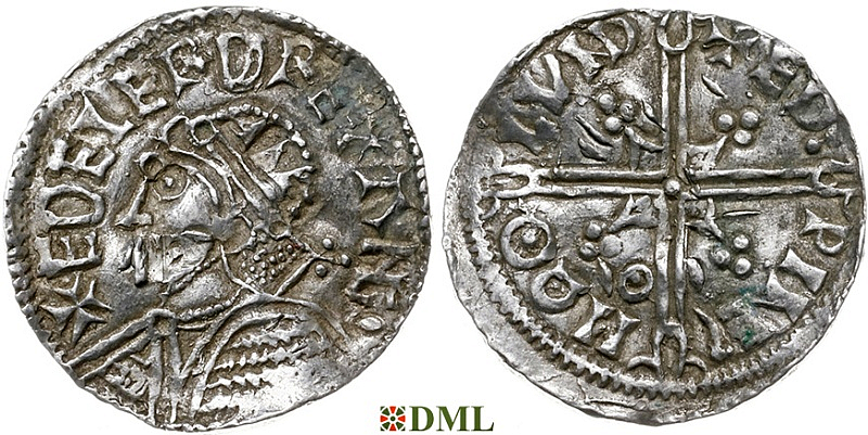 Денарий, Англия, Æthelred II (978-1016), м.д. London, монетарий Eadwine, North 775