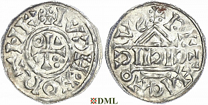 Денарий, Германия, Бавария, Heinrich II (1002-1024), м.д. Regensburg, монетарий CICII, Hahn 1976, 27b1