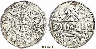 Денарий, Германия, Бавария, Heinrich II (1002-1024), м.д. Regensburg, монетарий CICII, Hahn 1976, 27b1