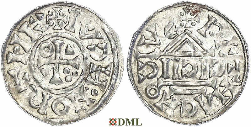 Денарий, Германия, Бавария, Heinrich II (1002-1024), м.д. Regensburg, монетарий CICII, Hahn 1976, 27b1