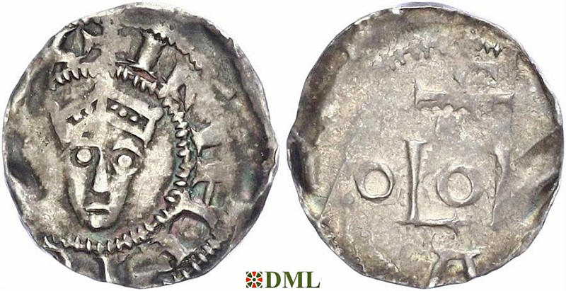 Денарий, Германия, Нижняя Лотарингия, Heinrich II (1002-1024), м.д. Tiel, Ilisch 2000, 3.2